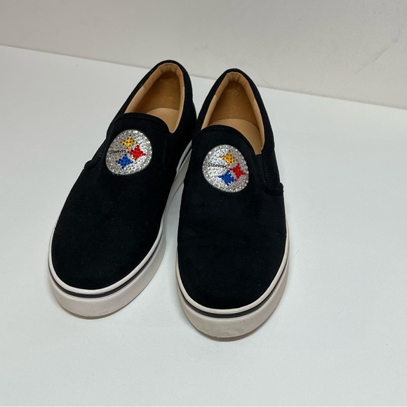 NFL BLACK AND WHITE STEELERS FLATS SIZE 8W - Picture 3 of 11
